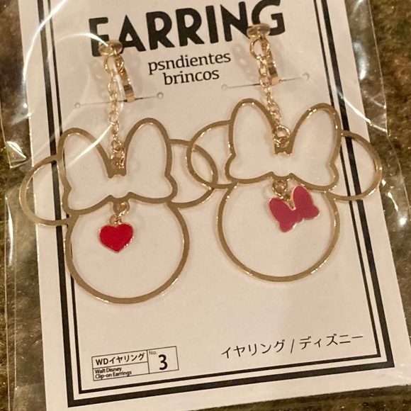 Gold Tone Minnie Mouse Silhouette Clip On Earrings - Picture 2 of 6